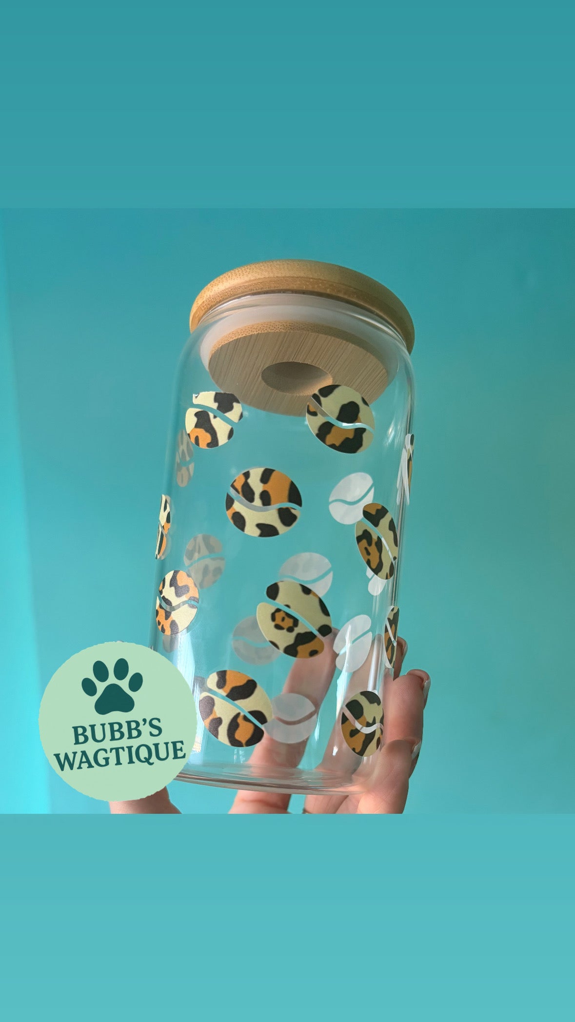 Decorated Coffee Glass with Lid (Vinyl)
